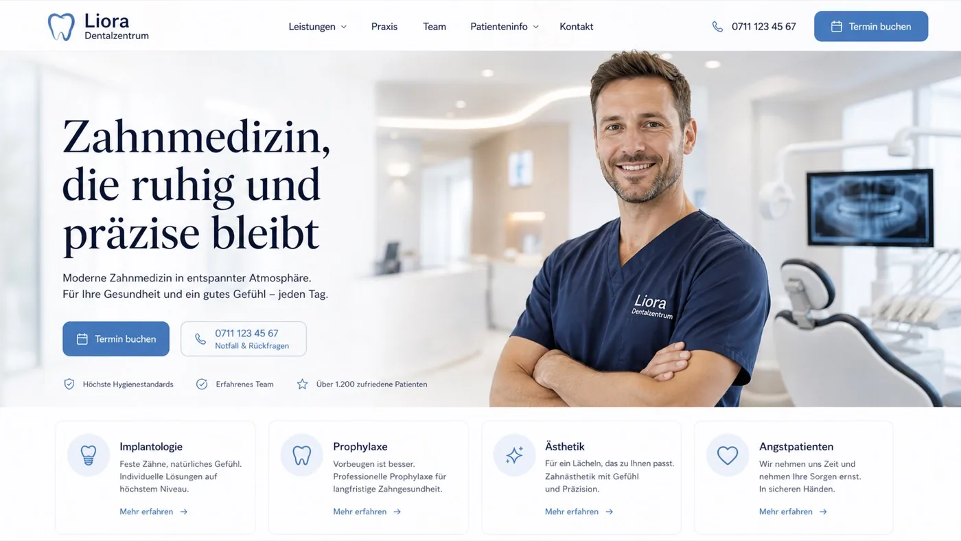 Vorschau einer Dentalzentrum-Website