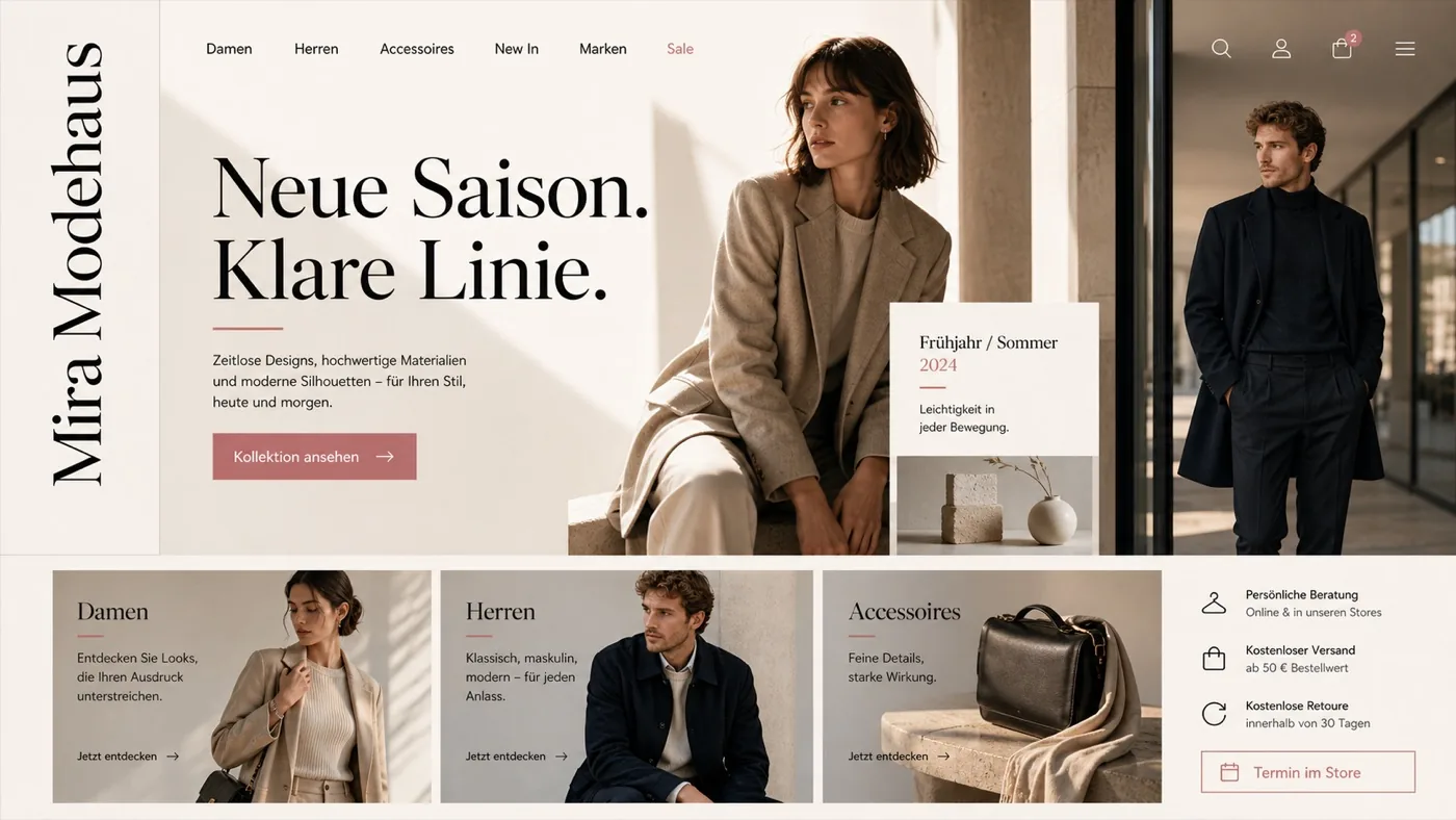 Vorschau einer Modehaus-Website